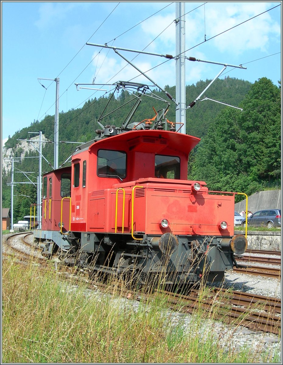 Der Tem 2/2 288 und der dahinter  versteckte  noch rote Tm I 102 der CTVJ in Le Pont.

23. Juli 2006