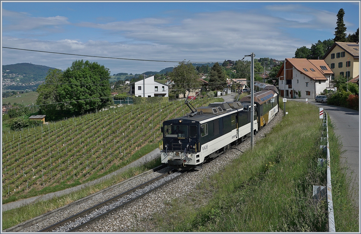 Die MOB GDe 4/4 6005 hat mit ihrem Pe 2111 ihr Ziel Montreux schon fast erreicht, als sie mit dem nun auf fünf Wagen angewachsenen Zug bei Planchamp vorbei fährt.

10. Mai 2020