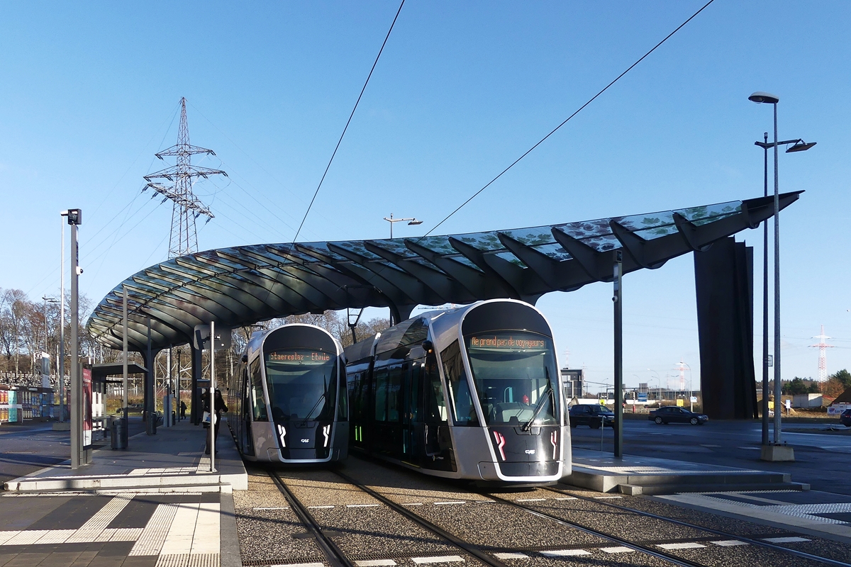 Die vorerst letzte Stra�enbahnhaltestelle Luxexpo in Luxembourg-Kirchberg. 16.01.2020 (Jeanny)