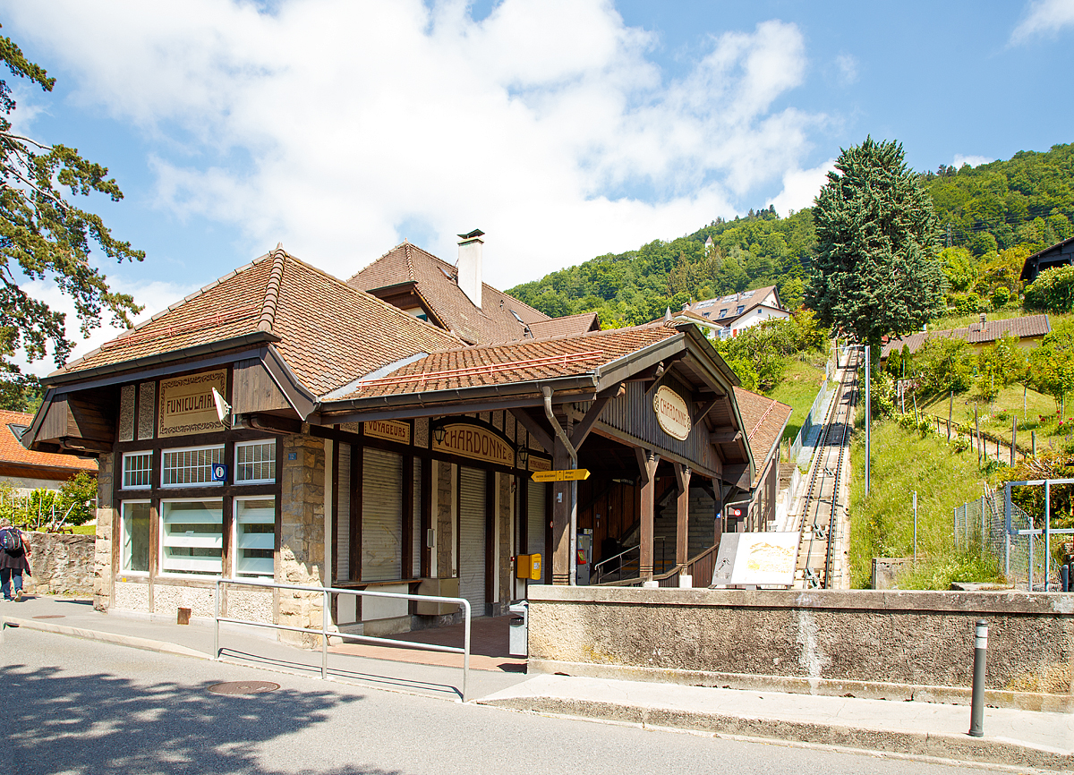 
Die Zwischenstation Chardonne-Jongny der Standseilbahn Vevey–Chardonne–Mont-Pèlerin (VCP) am 20.05.2018.