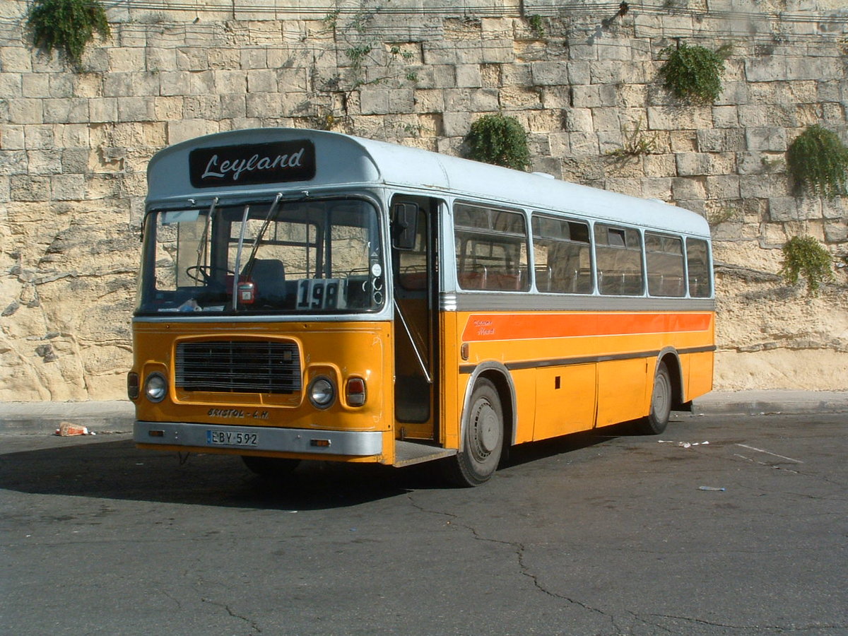 EBY 592
1976 Bristol LH6L
ECW B45F
New to Crosville, Cheshire, UK, as OCA 635P, carrying fleet number SLL635.

Previously registered Y-0592 in Malta.  Photographed 20th October 2009 in Valletta, Malta.