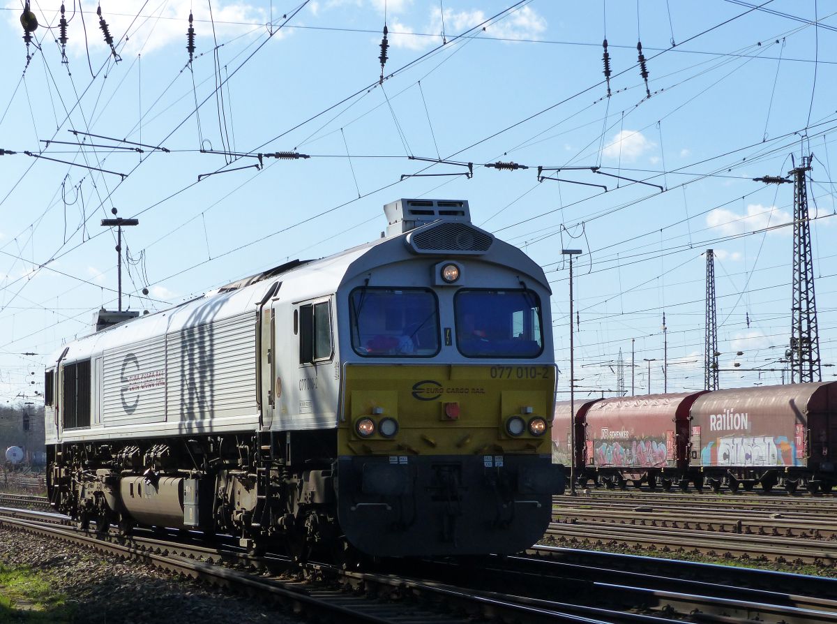 ECR (Euro Cargo Rail) DieselLokomotive 077 010-2 Gterbahnhof Oberhausen West 12-03-2020.

ECR (Euro Cargo Rail) diesellocomotief 077 010-2 goederenstation Oberhausen West 12-03-2020.