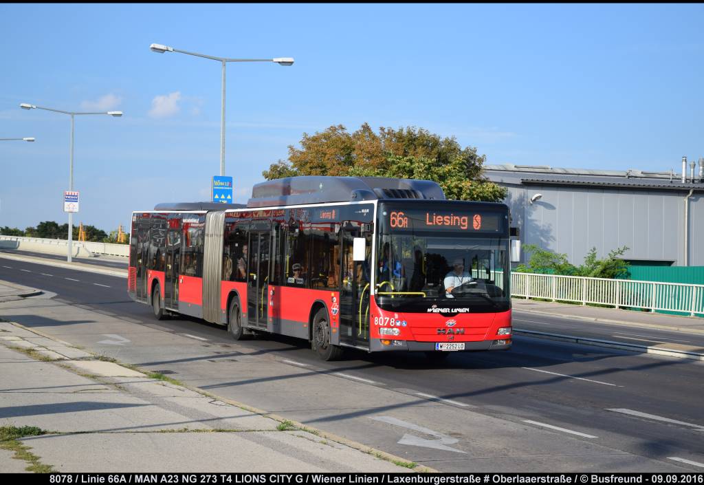 Ein MAN A23 NG 273 T4 der Wiener Linien unterwegs auf der Linie 66A bei der Oberlaaerstra�e.