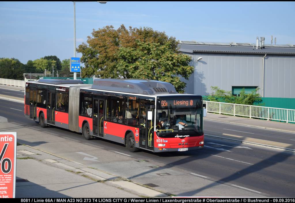 Ein MAN A23 NG 273 T4 der Wiener Linien unterwegs auf der Linie 66A bei der Oberlaaerstra�e.