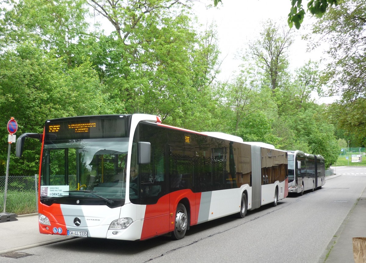 Ein MB-Citaro C2 der Fa. Rexer, Calw am Bahnhof. Fhrt im Schienenersatzverkehr in Leonberg 