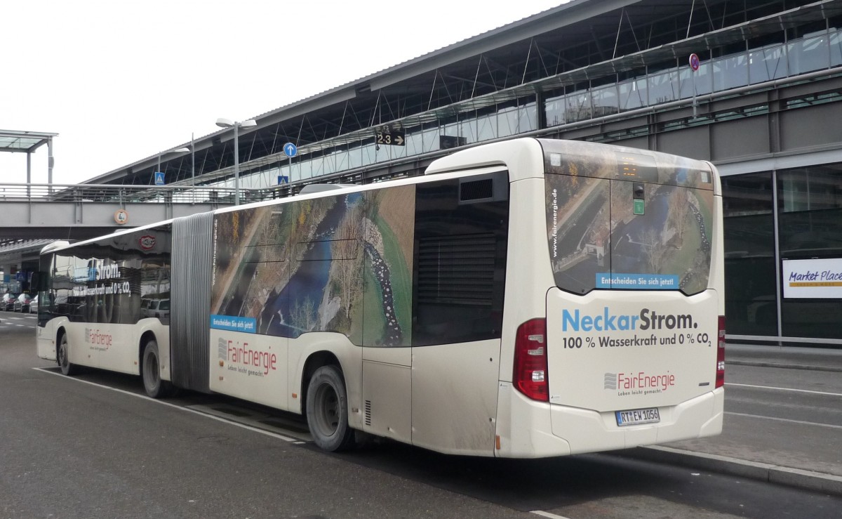 Ein neuer MB-Citaro C2, vom RSV-Reutlingen am Flughafen-Stuttgart am 18.01.2014