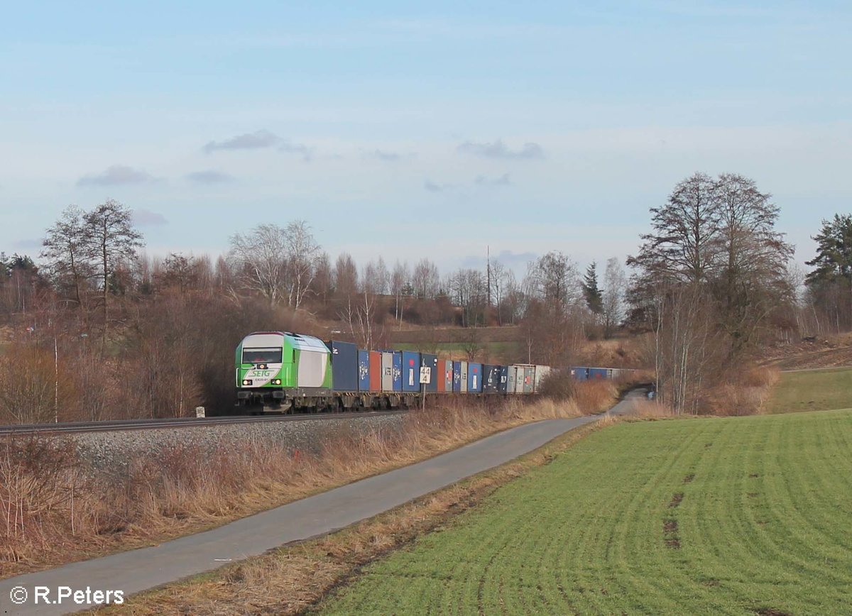 ER20-01 alias 223 102-5 zieht mit dem Containerzug Wiesau - Hamburg bei Lengenfeld. 25.02.17