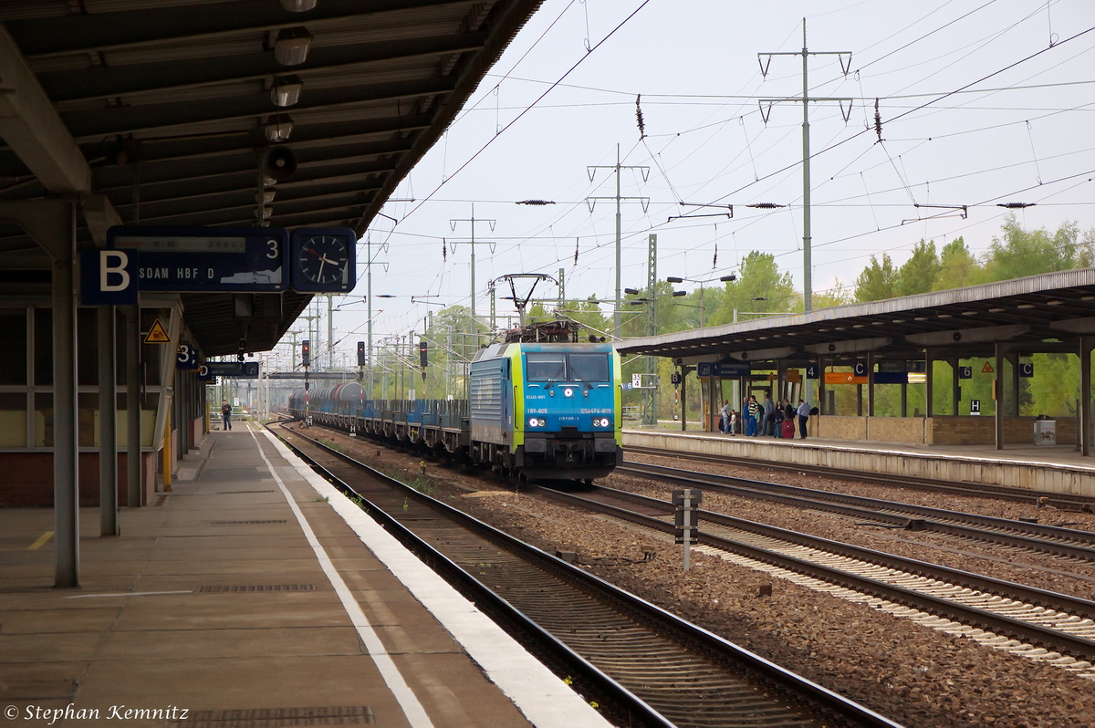 ES 64 F4 - 805 (189 805-5) MRCE Dispolok GmbH für PKP Cargo  EU45-805  mit einem Smms Ganzzug in Berlin-Schönefeld Flughafen und fuhr in Richtung Grünauer Kreuz weiter. 22.04.2014