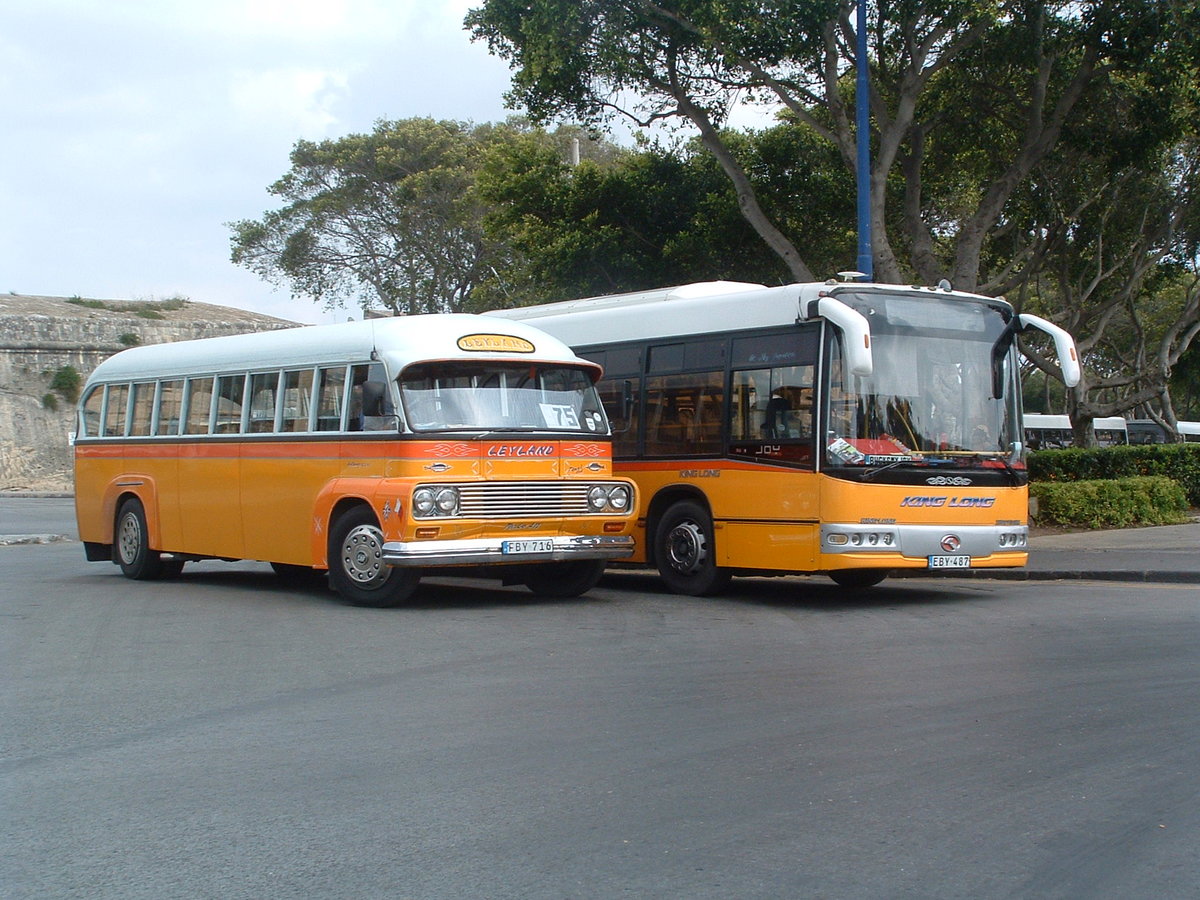 FBY 716 & EBY 487

716 - 1939 Leyland TS with 1958 built Aquilina B36F bodywork.

487 - 2003 King Long B45F

Valetta, Malta 5th May 2009
