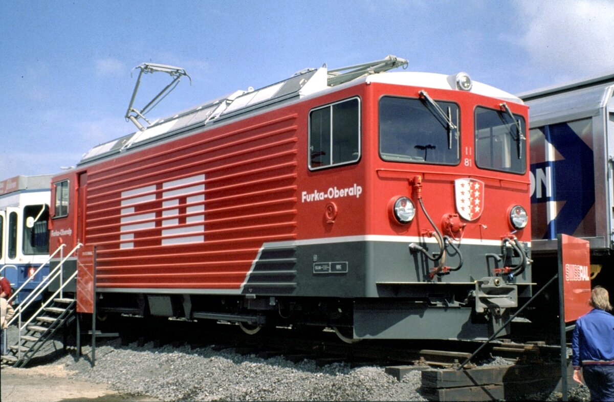 Ge 4/4 II Nr.81 der FO von SLM bei der IVA in Hamburg im Oktober 1979.