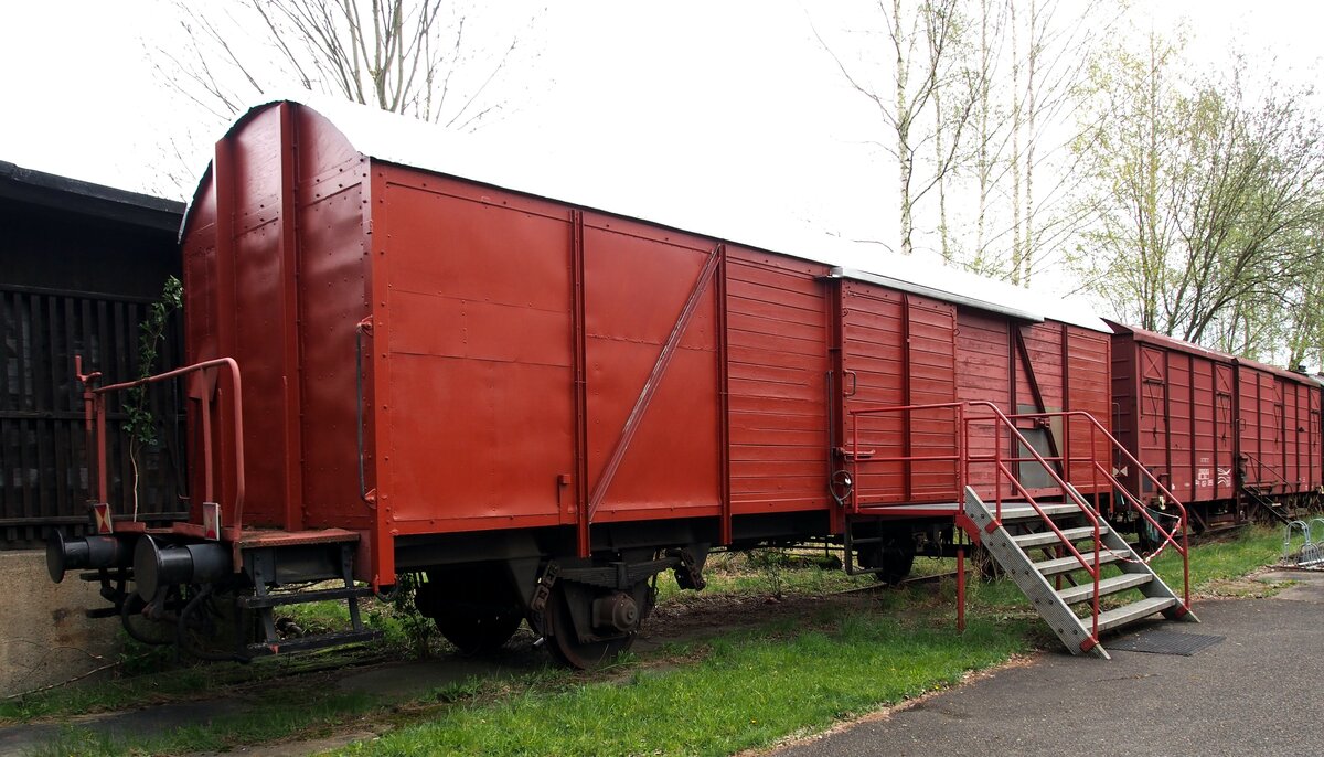 Gedeckter Güterwagen im Sächsischen Eisenbahnmuseum Chemnitz am 19.04.2017.