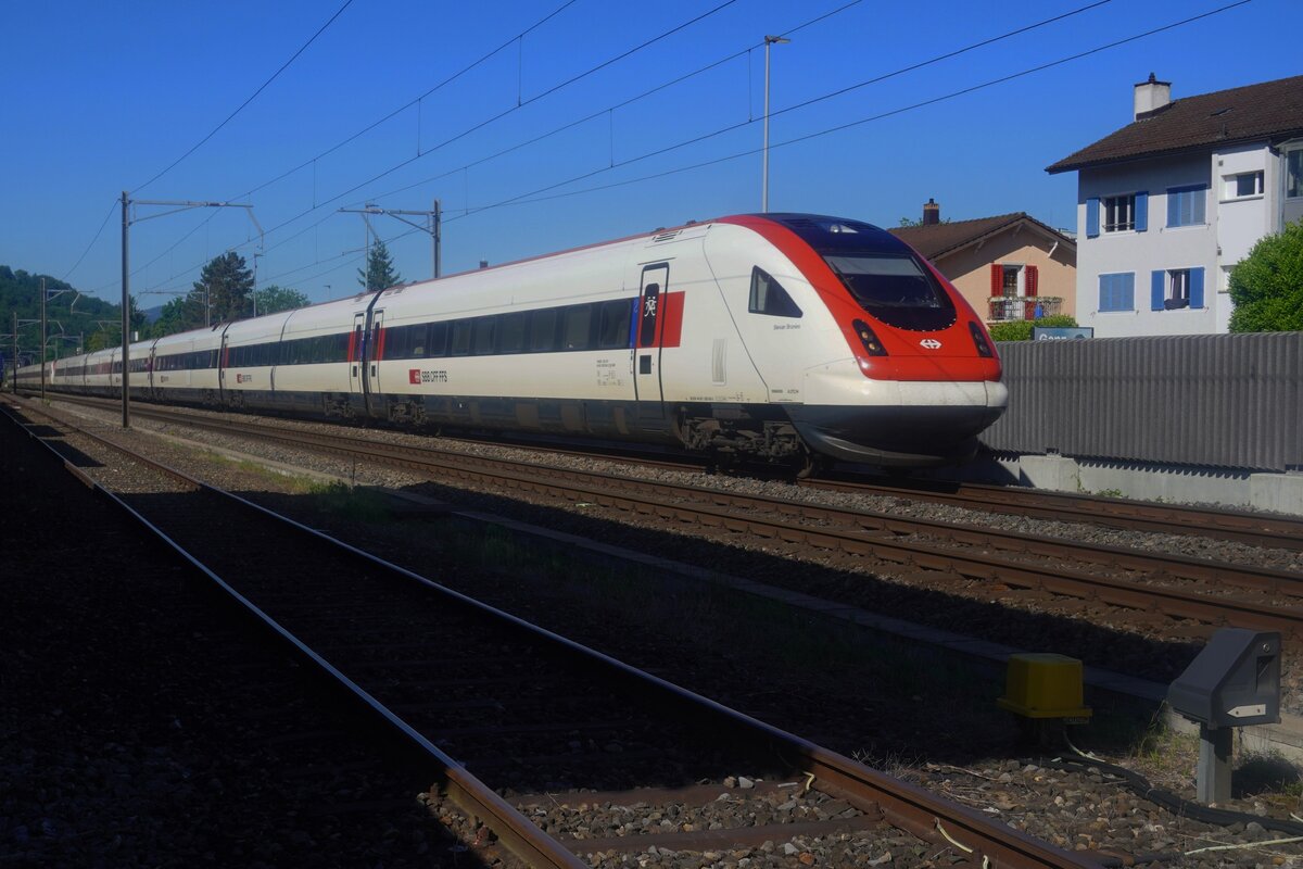 ICN 500 040 durcheilt am 23 Mai 2026 Brugg AG auf den Weg nach Romanshorn �ber Z�rich HB und Winterthur.