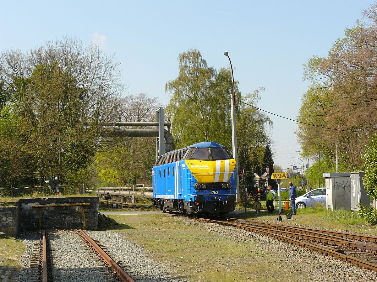 Infrabel Diesellok 6253. Sonderfahrt Museumsverein PFT/TSP. Langerbrugge 05-04-2014.

Infrabel diesellocomotief 6253 gefotografeerd tijdens rondrit van de TSP  hulde aan de reeks 62 . Langerbrugge Belgi 05-04-2014. 