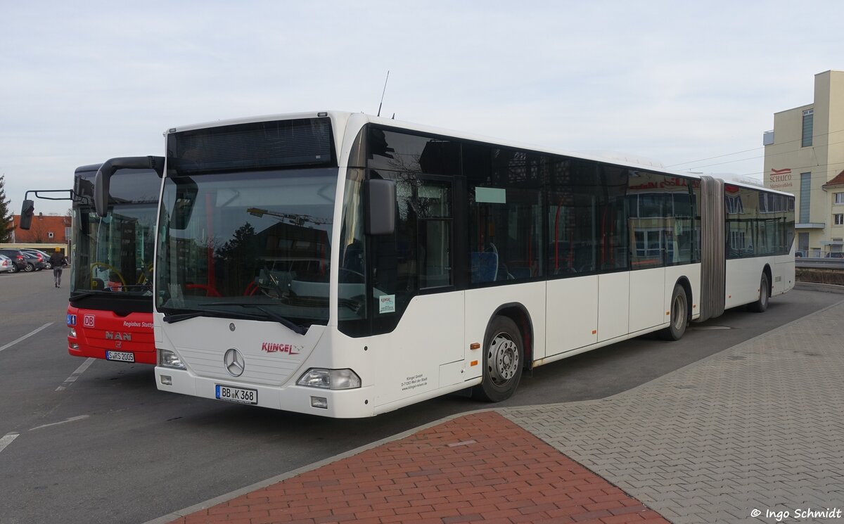 Klingel Omnibusverkehr aus Weil der Stadt | BB-K 368 | Mercedes-Benz Citaro G | 23.02.2019 in Ditzingen