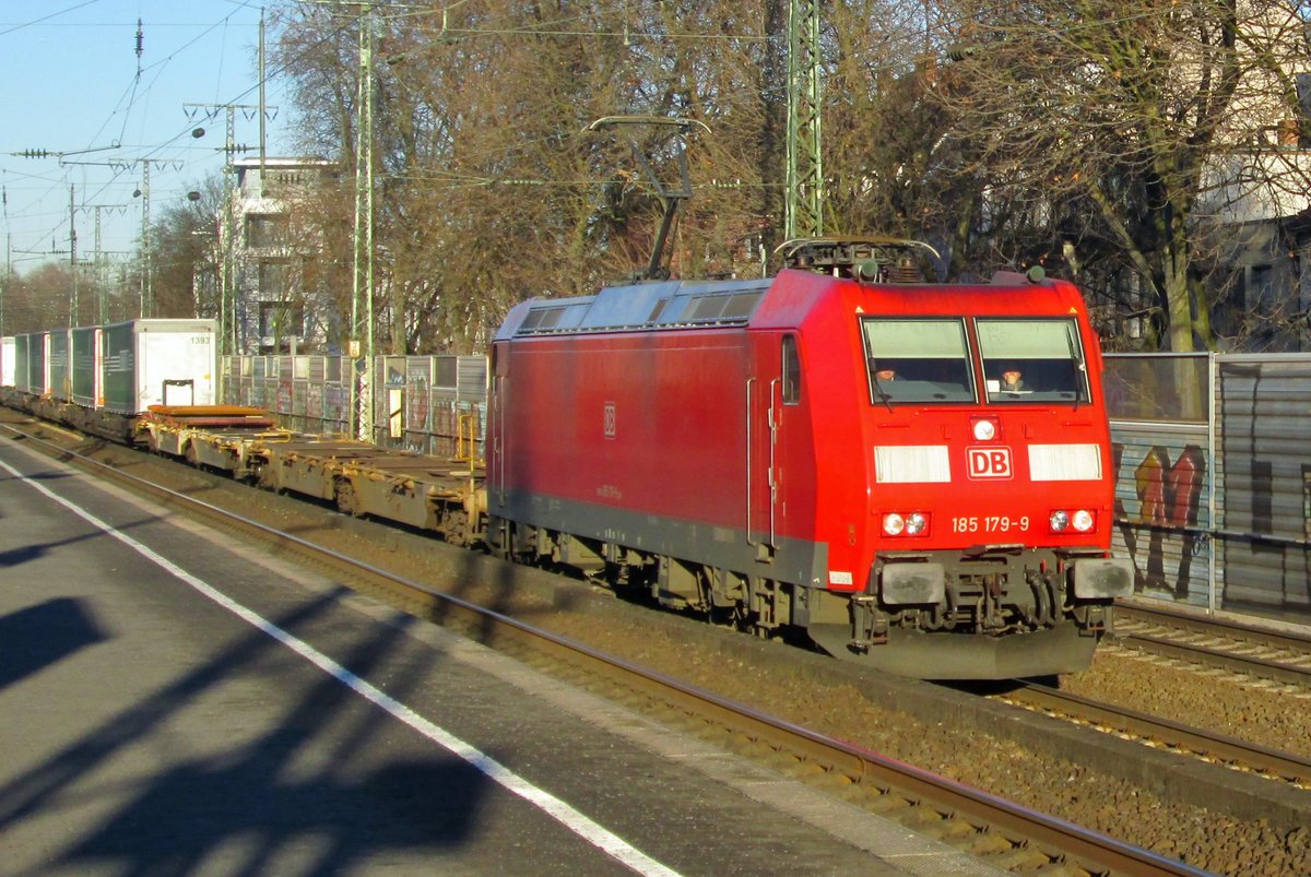 KLV mit 185 179 durchfahrt am 20 Jänner 2017 Köln Süd.