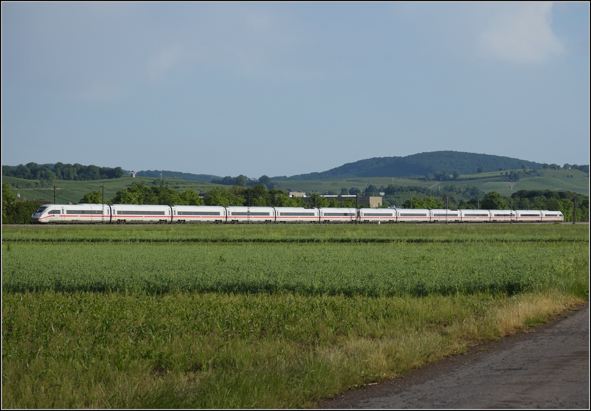 Lassen wir den Spion spionieren und betrachten 412 063 auf seinem Weg nach Basel. Hügelheim, Juni 2022.