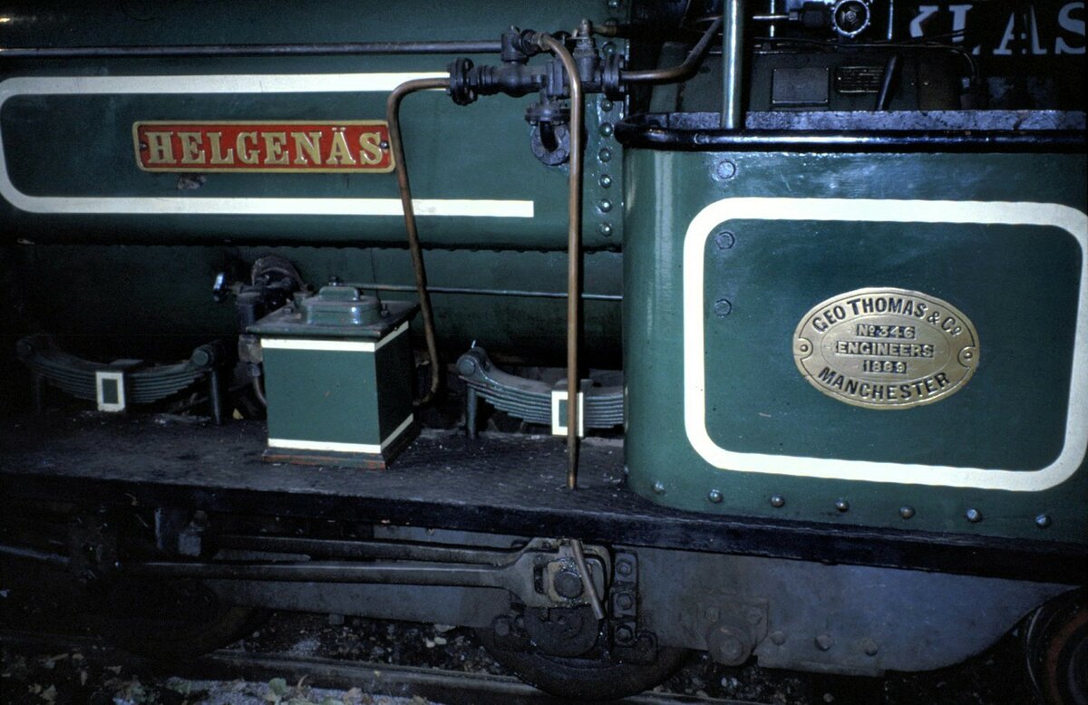 Lok Nr.1  Helgenäs  von Geo Thomas & Co Fabrik-No. 346, Baujahr 1889 in Manchester bei der Östra Södermanlands Järnväg ÖSLJ in Mariefred am 07.08.1994.
