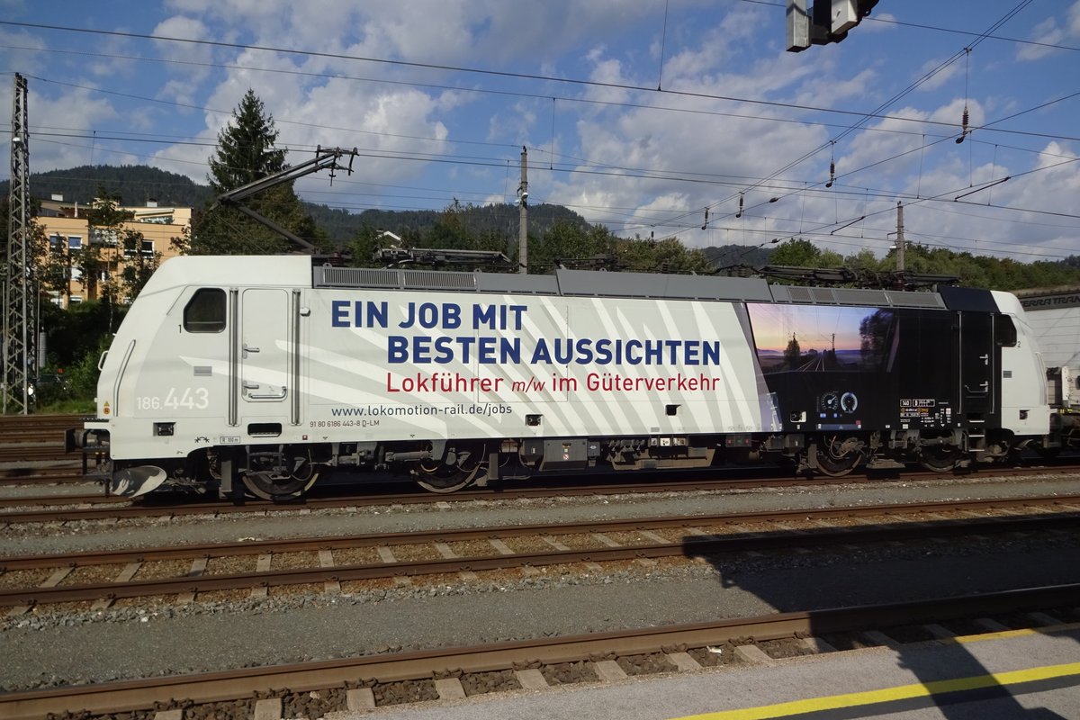 Lokomotion 186 443 lauft am 17 September 2019 in Kufstein um.