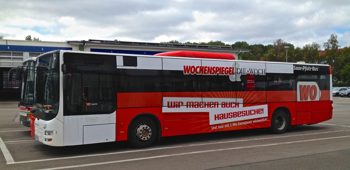 MAN Lions City von Saar-Pfalz-Bus auf dem WNS-Betriebshof. Aufgenommen am 03.09.2014.