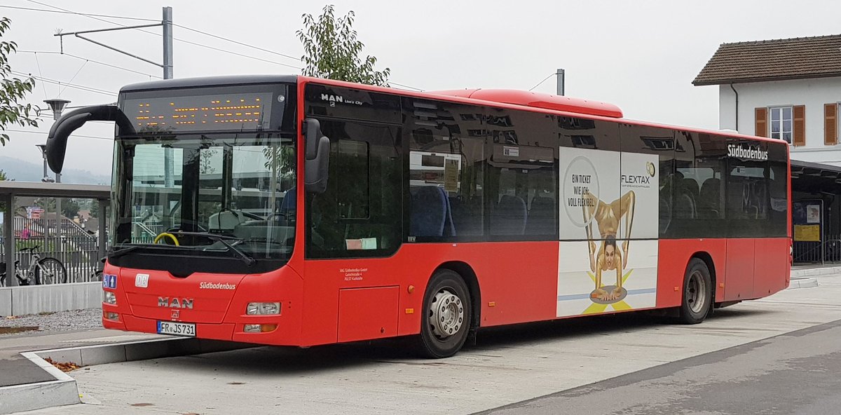 MAN Lion`s City der Sdbadenbus steht im Oktober 2019 am Bahnhof in Stein am Rhein/Schweiz