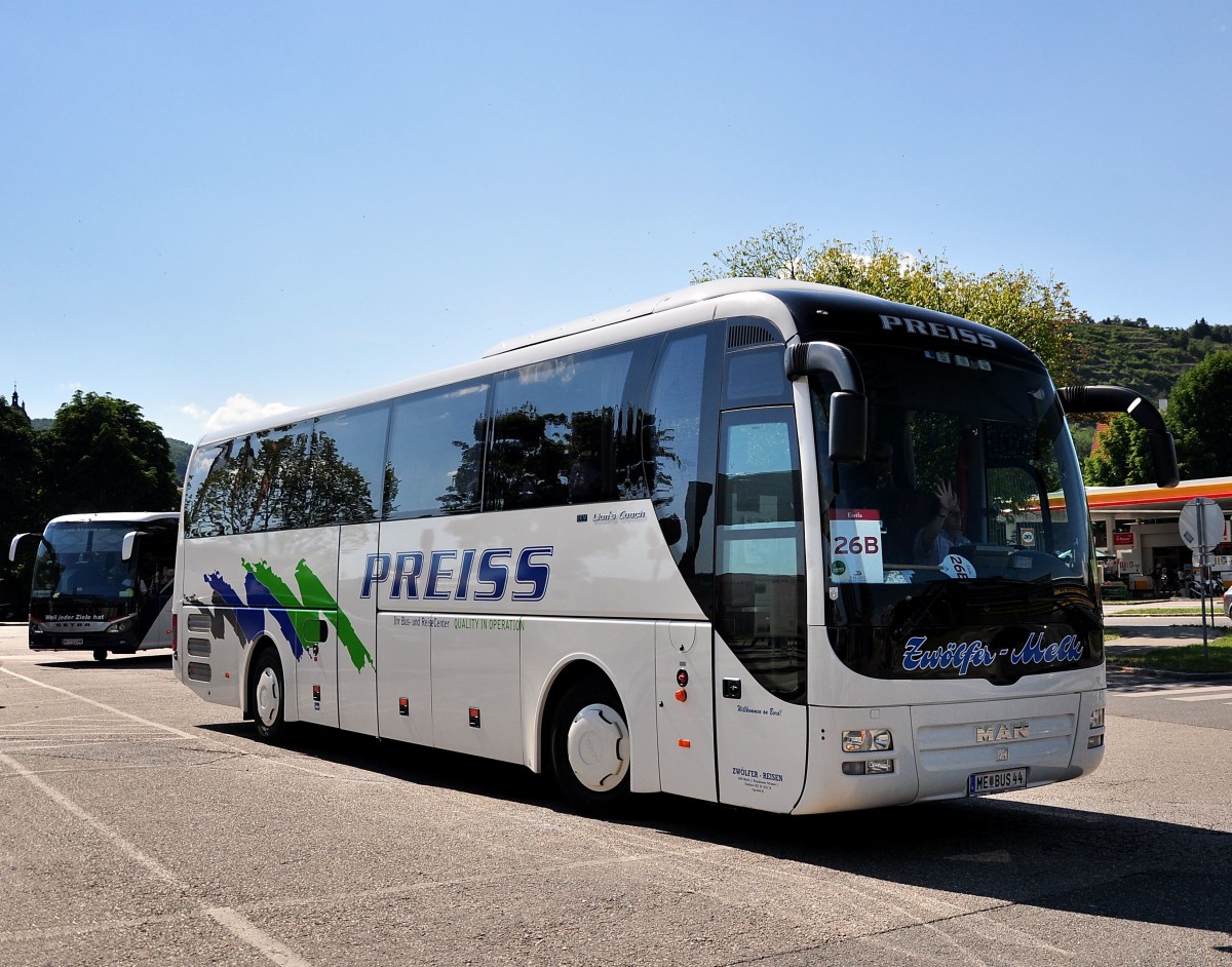 MAN Lions Coach von Preiss Reisen aus �sterreich am 6.Juli 2014 in Krems gesehen.