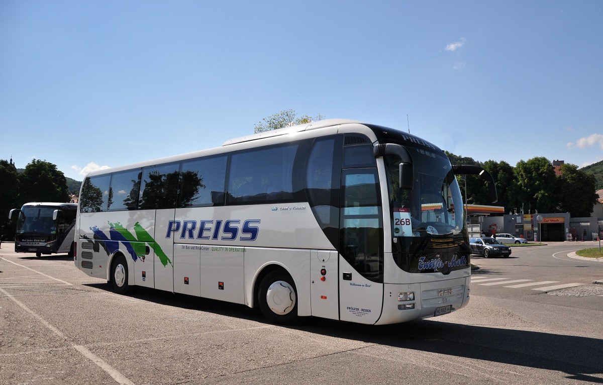 MAN Lions Coach von Preiss Reisen aus �sterreich am 6.Juli 2014 in Krems gesehen.