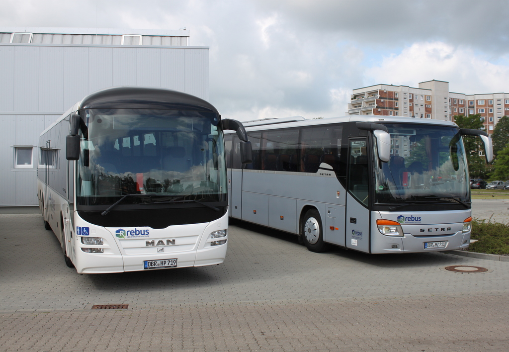 MAN und Setra abgestellt in H�he Rostock Hauptbahnhof/S�d.18.06.2016