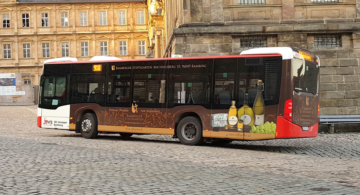 MB Citaro der Stadtwerke BAMBERG als Werbetr�ger f�r den Bamberger Stiftsgarten, 12-2019