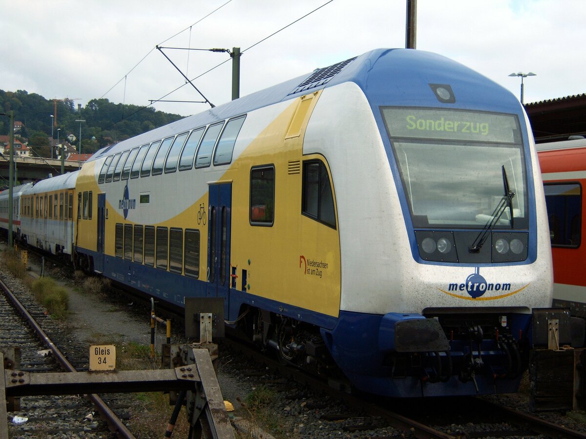 Metronom Steuerwagen im Meßzug/Versuchszug in Ulm am 17.09.2008.