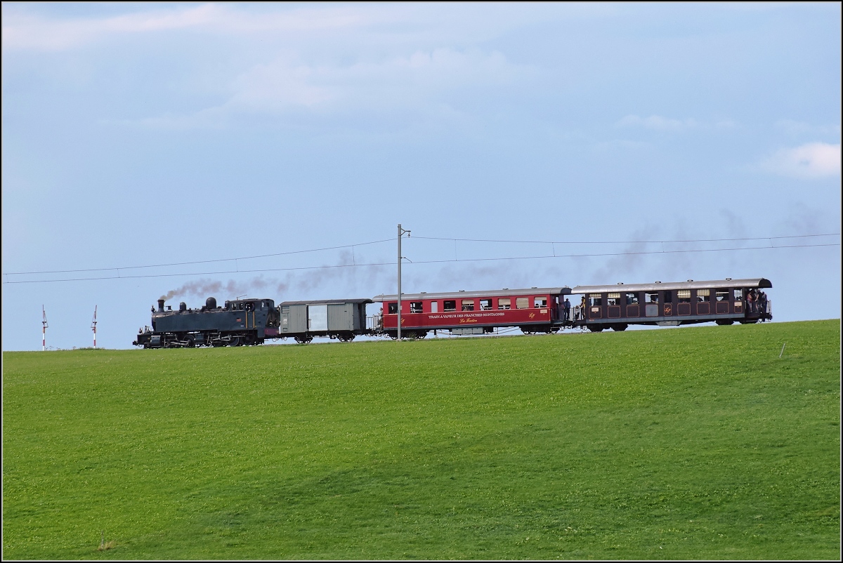 Mit der E 206 nach Tavannes. La Traction Sonderzug bei Le Pied d'Or. August 2019.