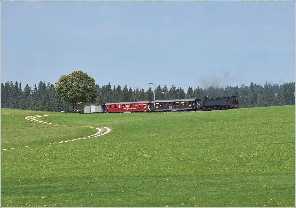 Mit der E 206 nach Tavannes. La Traction Sonderzug bei Le Pied d'Or. August 2019.