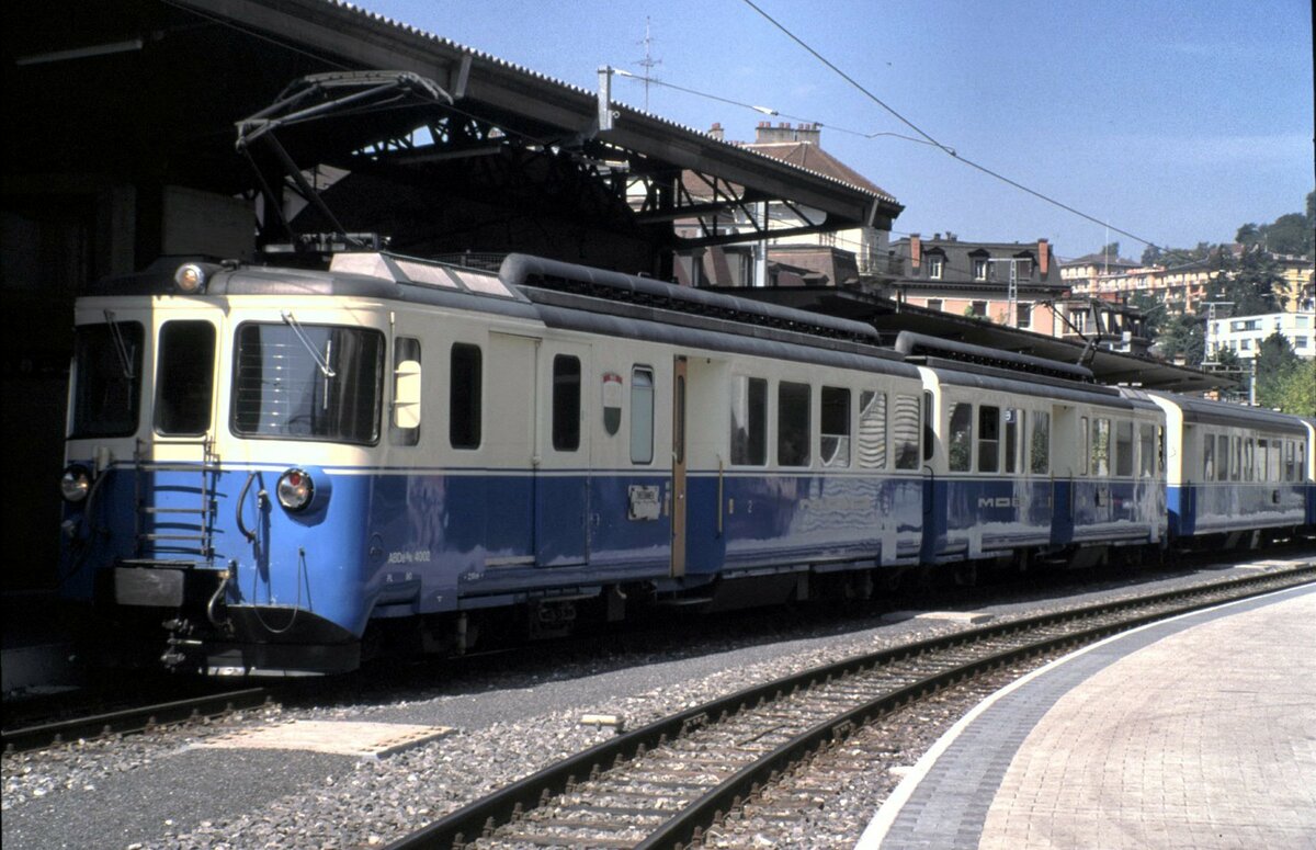MOB ABDe 8/8 Nr. 4002 in Montreux am 25.08.1999.