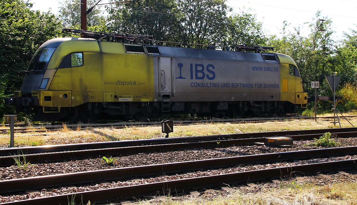 MRCE/TXL 182 596-7/ES64U2-096(REV/LD X/28.12.09, UIC: DE,AT,CH)abgestellt im dänischen Padborg. 11.07.2014