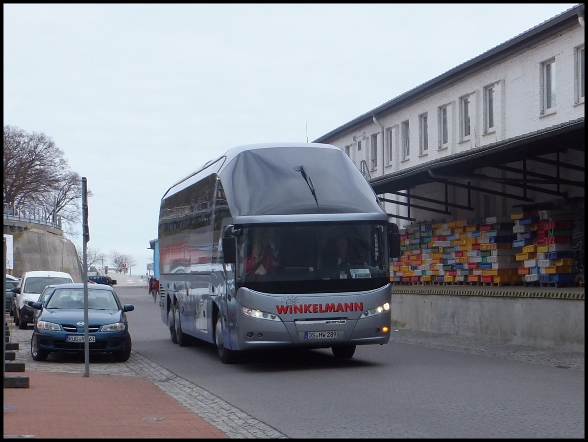 Neoplan Starliner von Winkelmann aus Deutschland im Stadthafen Sassnitz.