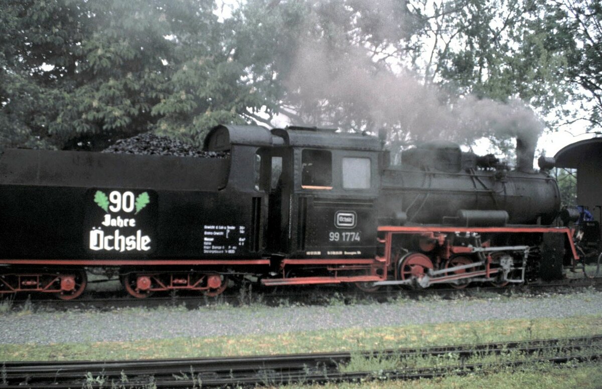Öchsle Px 48 Nr. 99 1774 beim Öchsle Jubiläum im Mai 1990 in Ochsenhausen.