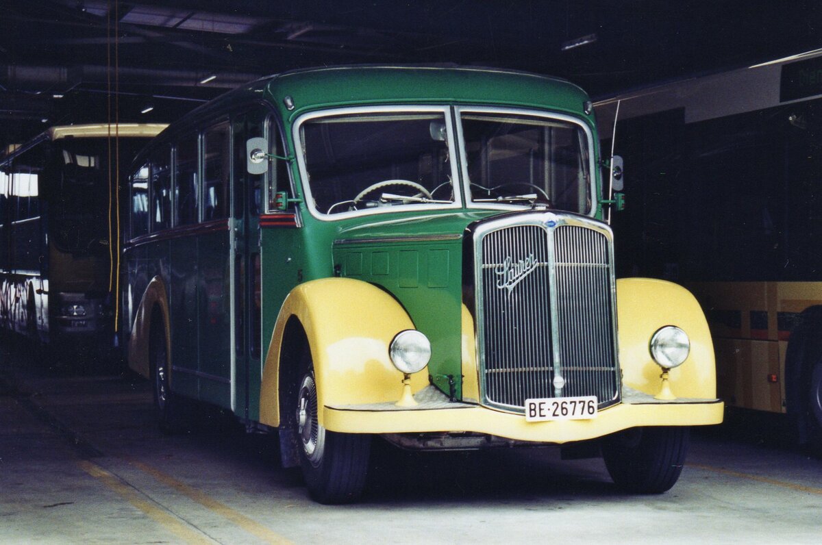 (R 5124) - Aus dem Archiv: STI Thun - Nr. 15/BE 26'776 - Saurer/Gangloff (ex AvH Heimenschwand Nr. 5) am 29. Juli 2005 in Thun, Garage