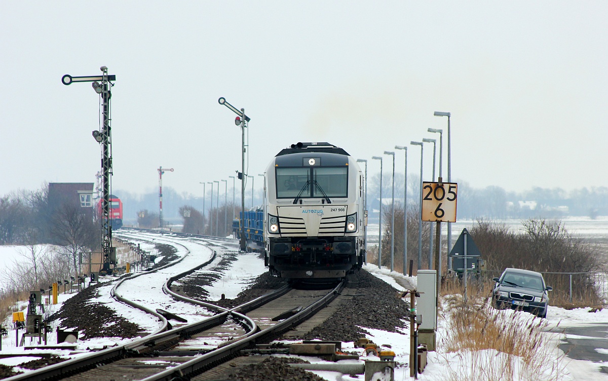 RDC 247 908  Debbie  wieder auf dem Weg nach Westerland. Lehnshallig 05.03.2018