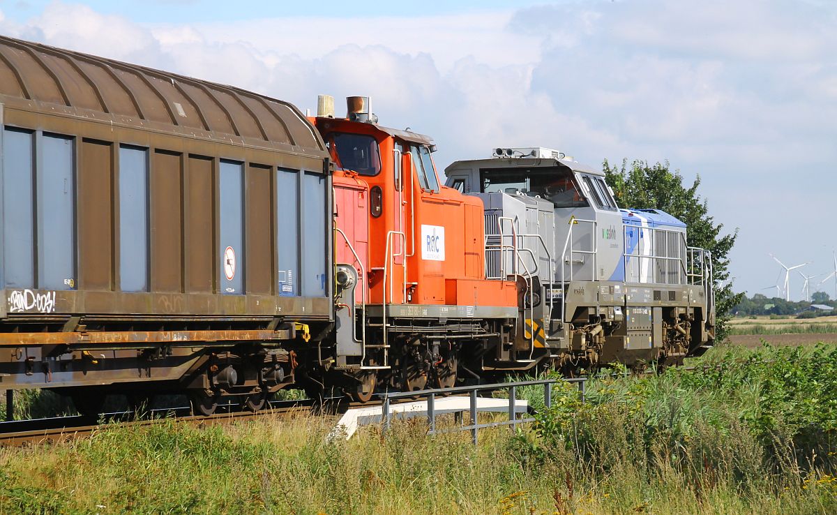 RDC V 60 180 im Schlepp der Vossloh 4125 005 Bü Triangel 19.08.2022 