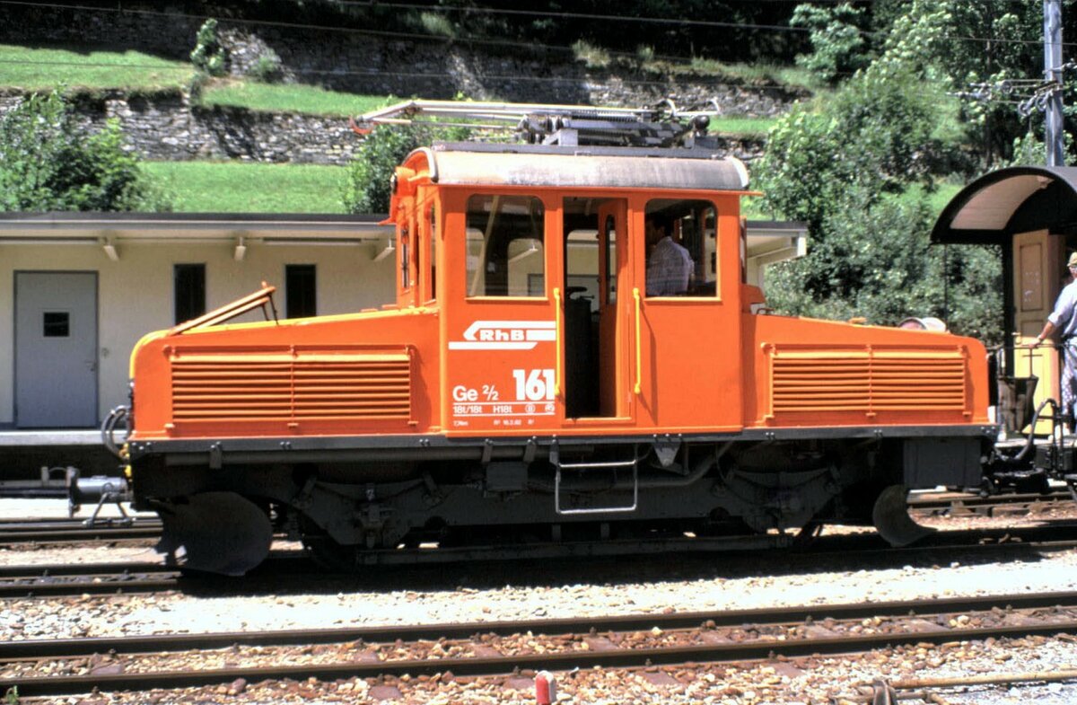 RhB Ge 2/2 Nr.161 Eselein in Poschiavo im August 1989.