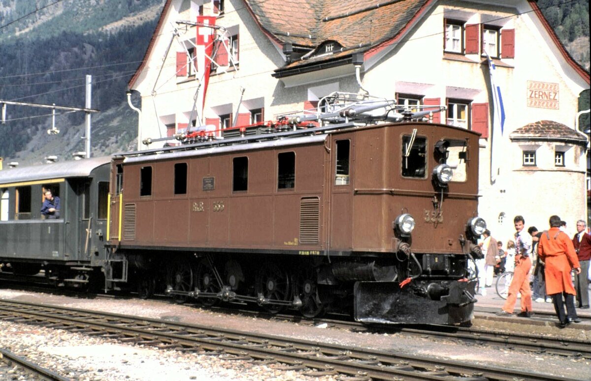 RhB Ge 4/6 Nr.353 in Zernez im September 1989.