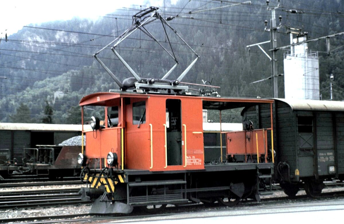 RhB Te 2/2 Nr.73 in Thusis im August 1990.