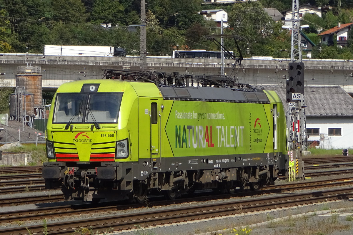 Ruhepause für TX LOg 193 558 in Kufstein am 17 September 2019.