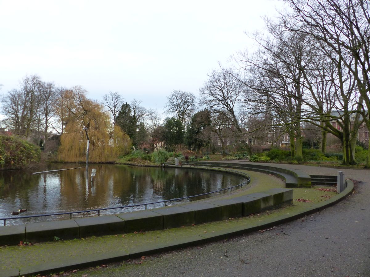 Schlosspark Schloss  Noordeinde . Prinsessewal, Den Haag 13-12-2015.

Grote vijver in de paleistuin van paleis Noordeinde. Prinsessewal, Den Haag 13-12-2015.