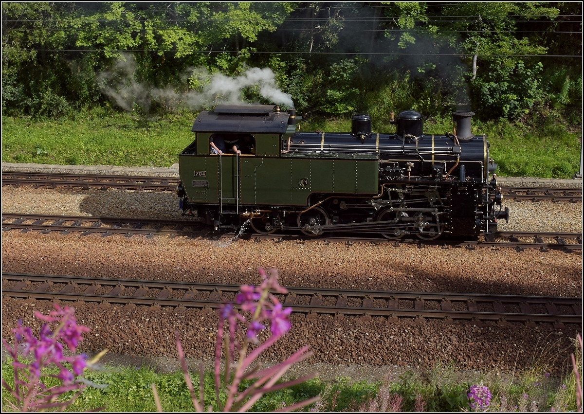 Schon lange wurde an ihr gearbeitet, ab nchstem Jahr bei der DFB dabei, die Vietnamesin HG 4/4 704. Nach wirklich unzhligen Arbeitsstunden war sie kurz vor der Abnahme zu letzten Bremsproben unterwegs. In Realp durfte sie so richtig die Sau rauslassen, Vollgas-Bremsen-zurck-und wieder. September 2018.