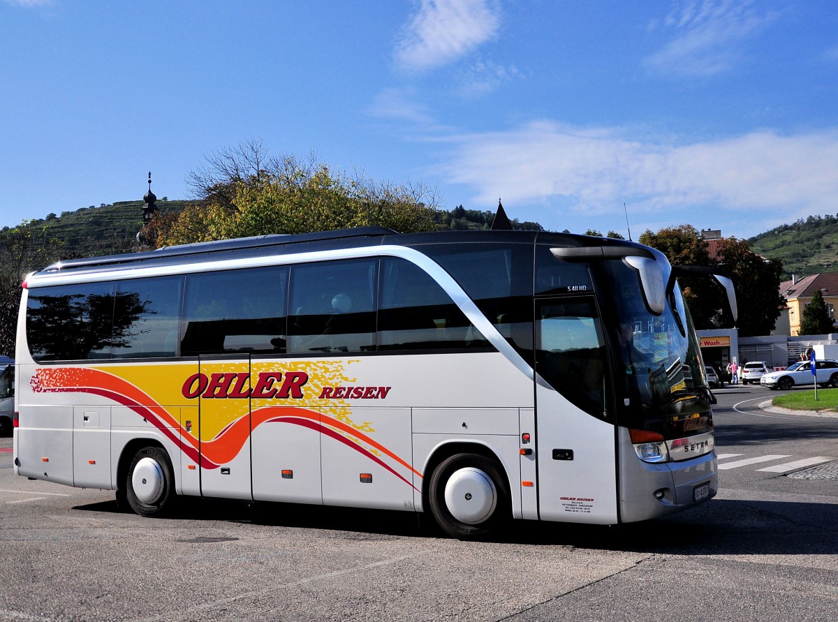 Setra 411 HD von Ohler Reisen aus sterreich am 18.9.2014 in Krems gesehen.