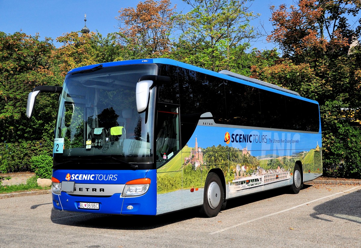 SETRA 415 GT-HD von BLAGUSS/Scenic Tour`s Slowakia im August 2013 in Krems gesehen.