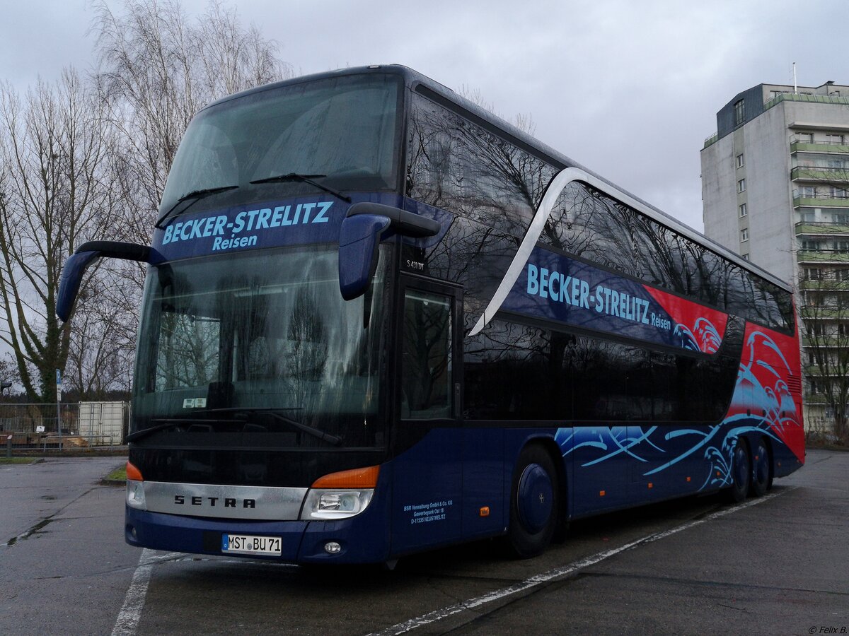 Setra 431 DT von Becker-Strelitz Reisen aus Deutschland in Neubrandenburg.