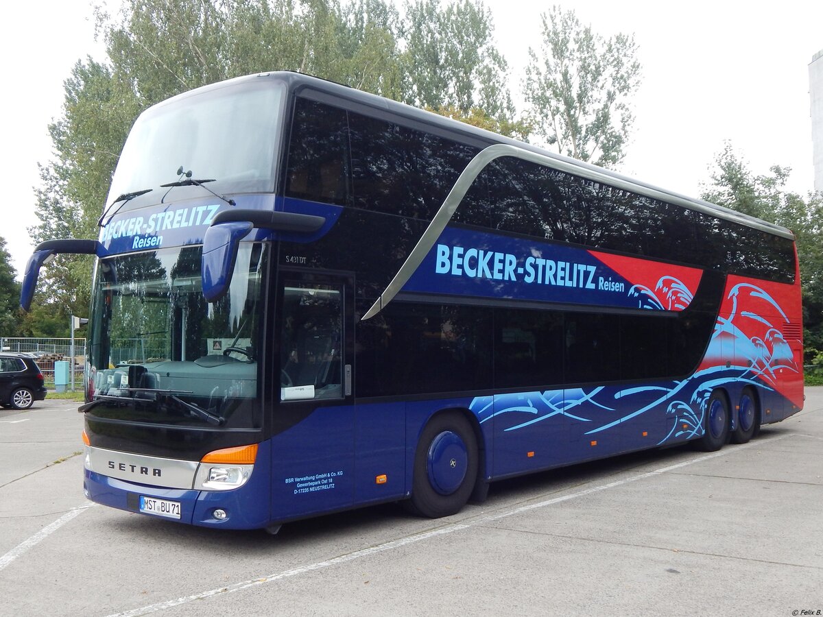 Setra 431 DT von Becker-Strelitz Reisen aus Deutschland in Neubrandenburg.
