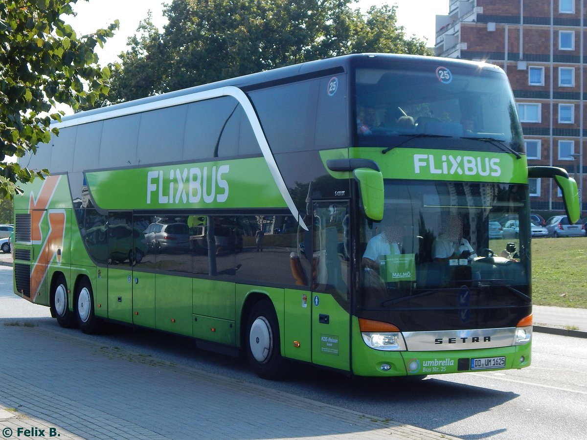 Setra 431 DT von Flixbus/Umbrella/KDE aus Deutschland in Rostock.
