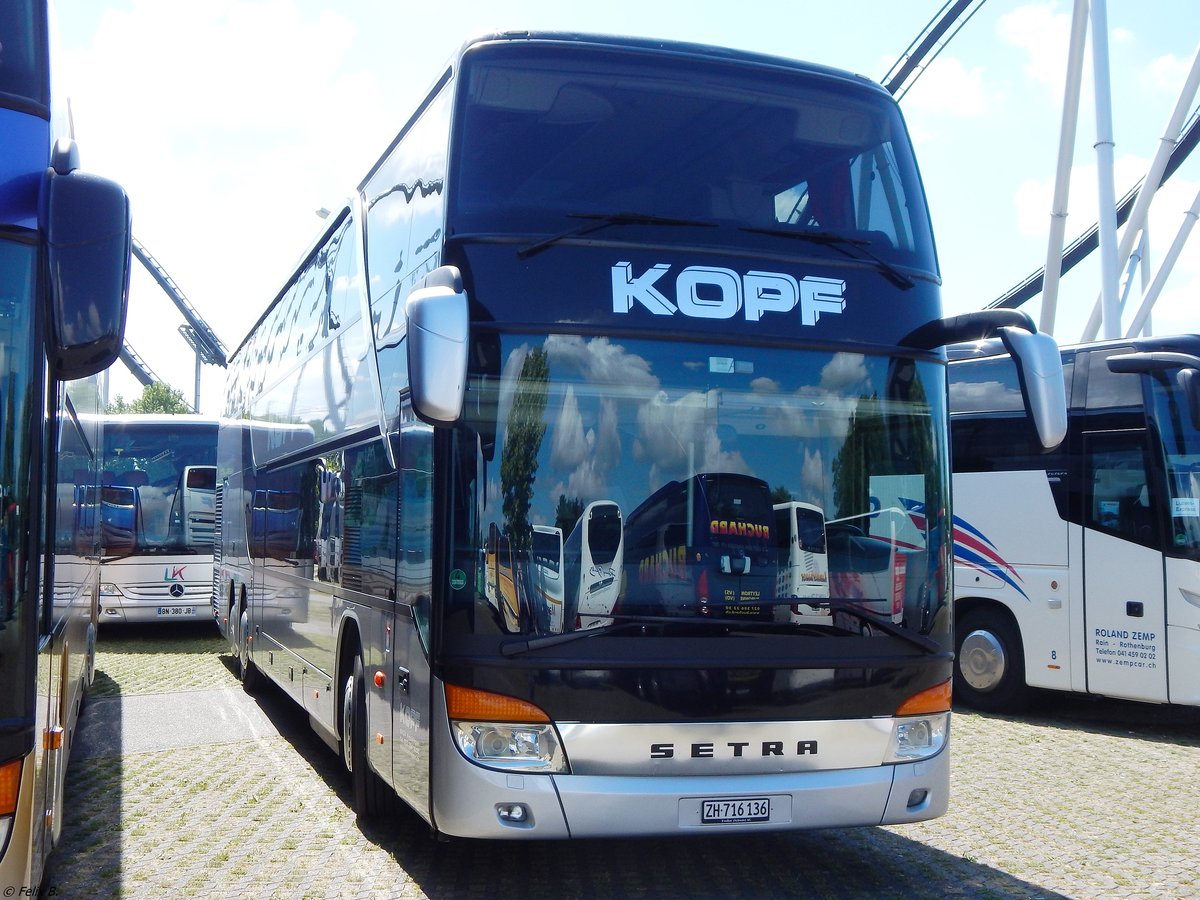 Setra 431 DT von Kopf aus der Schweiz am Europapark Rust.